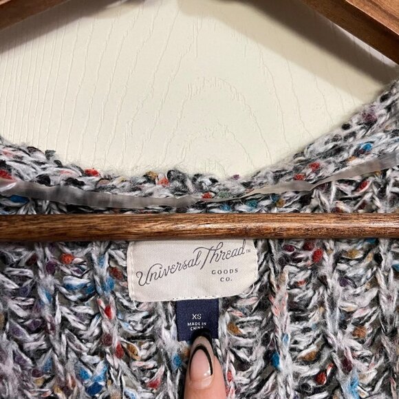 Universal Thread Womens Gray Chunky Knit Pockets Long Line Cardigan Sweater XS - Picture 2 of 5